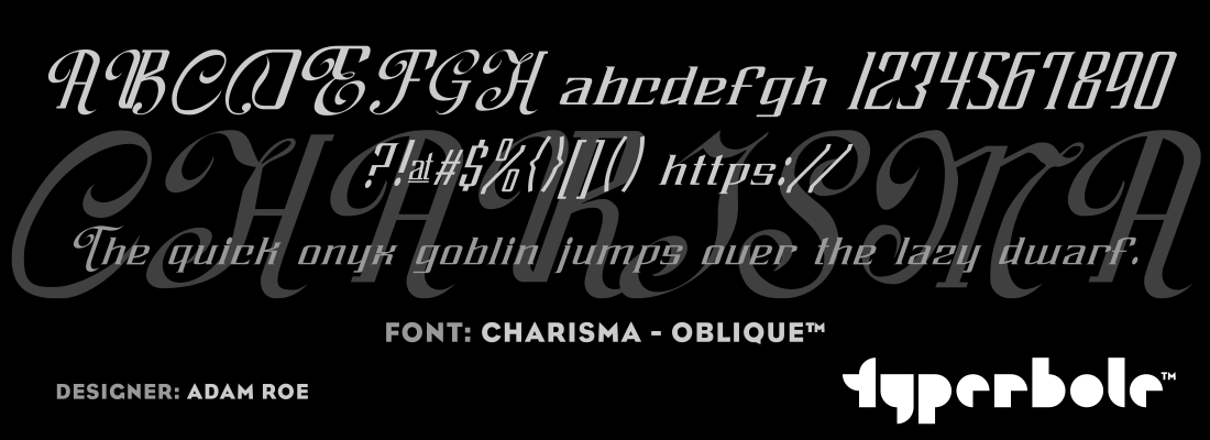 CHARISMA - OBLIQUE™ - Typerbole™ Master Collection | The Greatest Fonts on Earth™