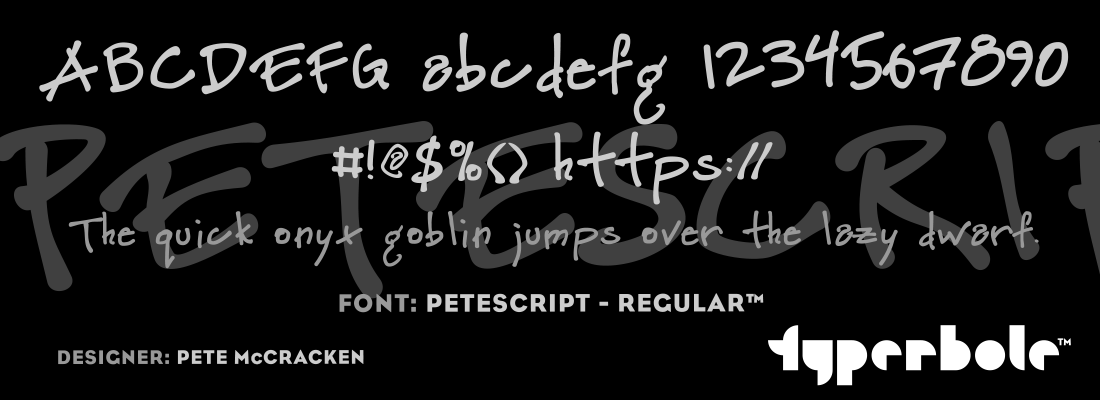PETESCRIPT - REGULAR™ - Typerbole™ Master Collection | The Greatest Fonts on Earth™